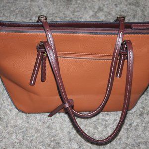 Woman Purse ALL Vegan Light Brown Drk Brown Handle